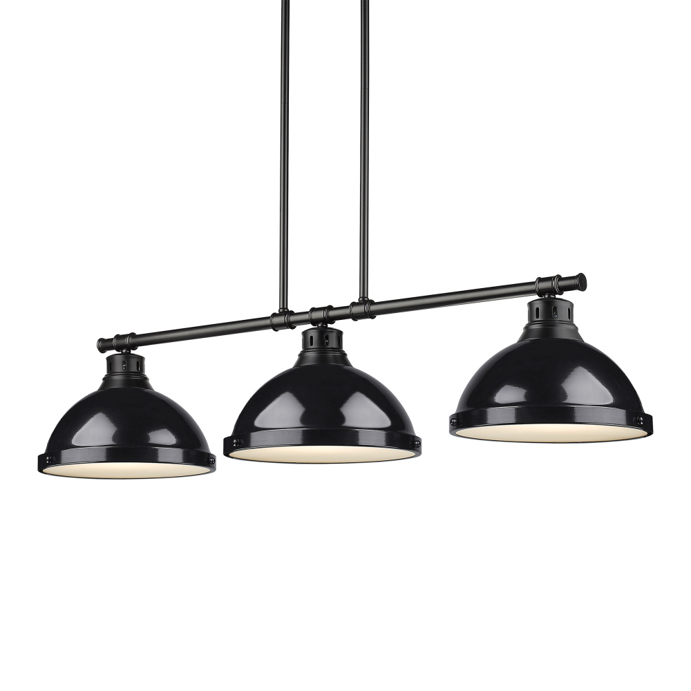 Yep by Golden Lighting Duncan 3-light Island Light in Matte Black and Black shade